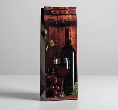 Пакет ламинированный под бутылку «Вино», 13 x 36 x 10 см