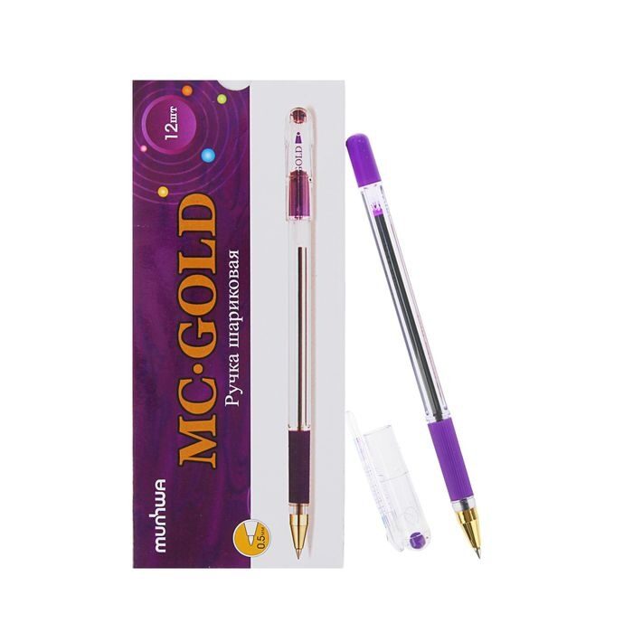 Ручка шар. "MC Gold" фиолет. с резиновой насадкой 12/144/1728шт. в уп Ю.Корея(МС-02/37891)