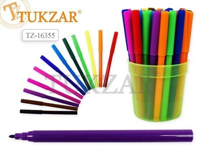 Набор фломастеров 12 цветов "Tukzar" пластиковый стакан в стакане 36 шт (TZ 16355)